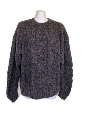 BHC Sears Cable Knit Pullover Sweater Brown Heather 100% Cotton Vintage 90s